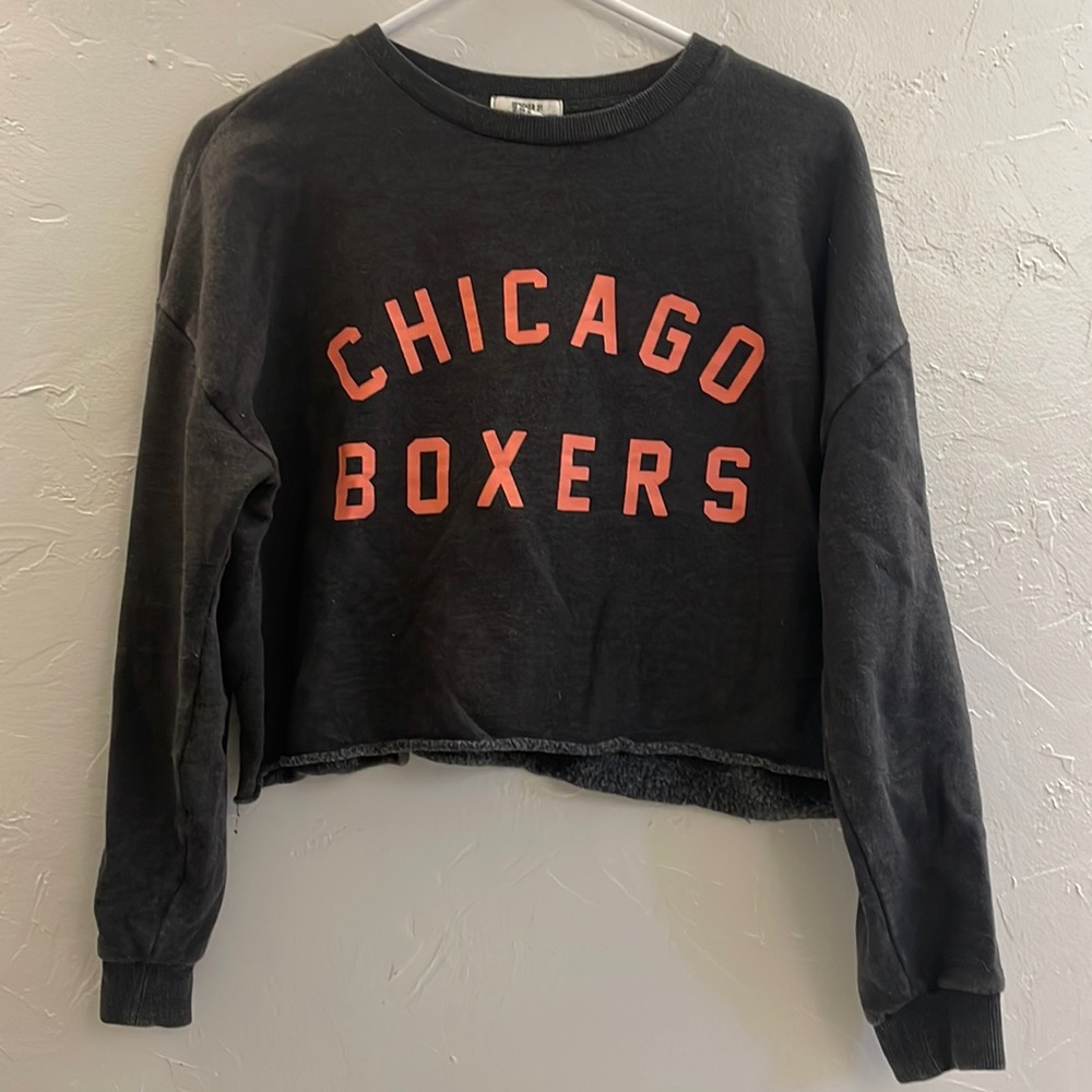 Chicago Boxers Gray and Orange Cropped Crewneck Sweater Forever 21 Medium